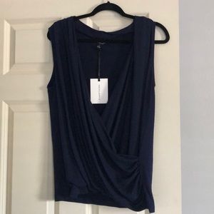 Navy blue knit blouse